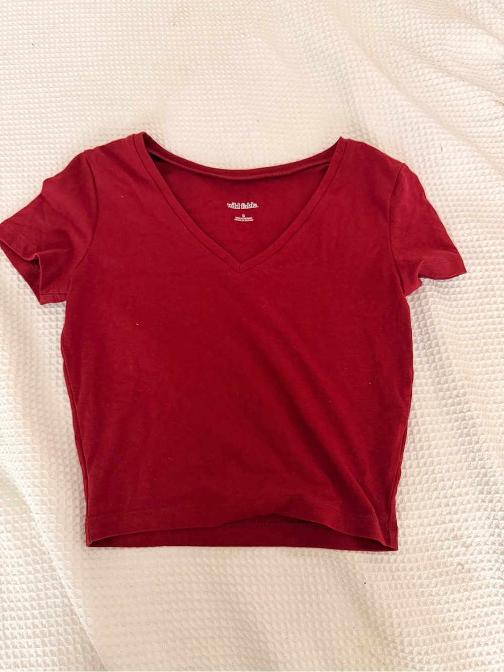 wild fable Burgundy V-Neck Crop Tee